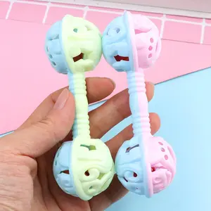 Sonajero de bebé con doble cascabel incorporado, juguete de sonajeros de entrenamiento con agarre de mano, con 3 colores