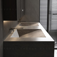 Ensemble de meubles de salle de bain pour hôtel et appartement, avec miroir Feng Shui classique pliant et dissimulé, en bois massif, résistant à l'eau, et écran LED