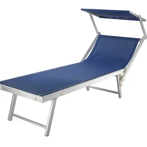 Adjustable Outdoor Aluminium Folding Sun Lounge Comfortable Beach Bed With Comfortable Back Rest For Beach Use