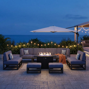 Conjunto de Sofás Modulares Funcionales para Exteriores con Mesa de Chimenea a Gas, Estructura Metálica Resistente a la Intemperie, Sofá Seccional para Proyectos de Hoteles y Resorts - Product Image 6