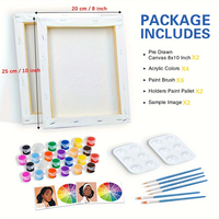 2pcs Peint à la Main Femmes Décoration Murale Toile Dessin Cadeau Adultes DIY Peinture Encadrée par Numéros Motif Coloré Imprimé Style