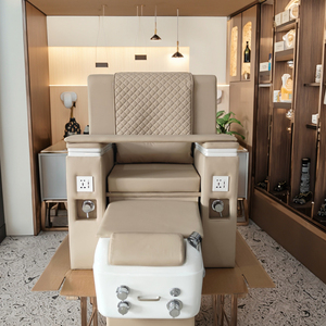 Fauteuil de manucure et pédicure pour salon de beauté avec massage du dos par pétrissage, ensemble chaise de pédicure et table de manucure - Product Image 1