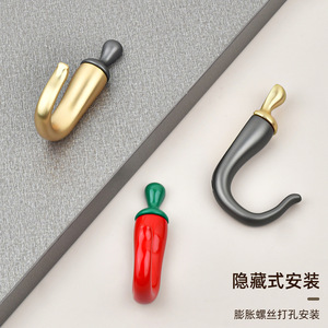 Chili Shape Zinc Alloy <b>Wall</b> Mounted Single <b>Hook</b> Rust Resistant Novelty <b>Hooks</b> For Wardrobe Bathroom Entryway - Product Image 5