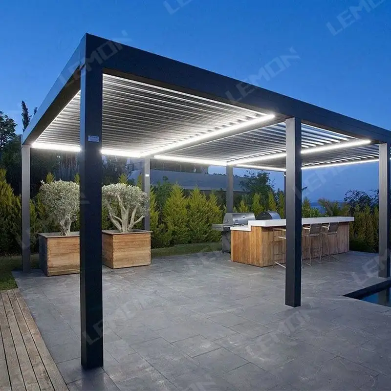 Пергола моторизованный внутренний дворик алюминиевая водонепроницаемая садовая мебель уличная крыша жалюзи беседка биоклиматическая