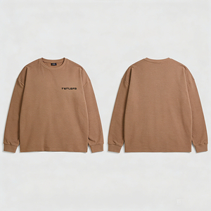 เสื้อยืดแขนยาวทรงหลวมสำหรับผู้ชายไซส์ใหญ่ ผ้าวาฟเฟิล คอกลม เนื้อผ้ามีเท็กซ์เจอร์ สวมใส่สบาย เหมาะสำหรับฤดูใบไม้ร่วงและฤดูหนาว - Product Image 6