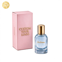 Boîte en papier texturé personnalisée IN PACK, boîte à parfum avec insert, emballage de luxe pour parfum, logo en relief avec dorure à chaud pour présentation en magasin