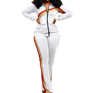 High Quality Striped Print <b>Women</b> Customized Streetwear Winter Tracksuits 2026 New <b>Lightweight</b> 100% Cotton Drawstring <b>Jacket</b> Wide - Product Image 3