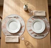 Herbst-Ernte Weizenähren-Design PVC Rechteckiges Tischset 38cm Durchmesser Umweltfreundlich Langlebig Warmes Bepflanztes Saison-Thema