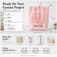 Sac fourre-tout en toile rose clair moyen personnalisé avec logo, imprimé dessin animé, avec longue anse, pour publicité, vente en gros d'usine OEM