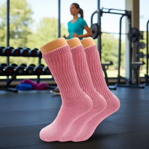 Calcetines Deportivos Casuales de Algodón Rosa para Mujer, 3 Pares, Media Pantorrilla, Marca Db - Product Image 2