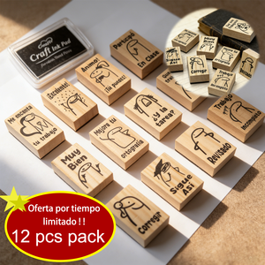 Wooden Diary <b>Stamp</b> <b>Set</b> Cartoon Animal Design Rubber <b>Stamps</b> for Journal Scrapbook Homework Marking - Product Image 4