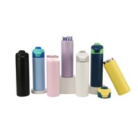 Bouteille d'eau sport 2-en-1 de 650 ml, thermos isotherme sous vide en acier inoxydable 304, anti-fuite, maintien thermique 6-12 heures