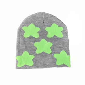 Özel Cuffless bere örme hem yan kasketleri nakış jakarlı Logo erkekler bere şapka örme özel izle kap - Product Image 5