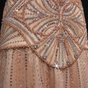 Sharon Said SS552 Abito da Sera a Sirena Champagne, Lussuoso <span class=keywords><strong>Vestito</strong></span> con Perline a Strati e Spalline Sottili per Feste e Balli di Gala per Donne - Product Image 5