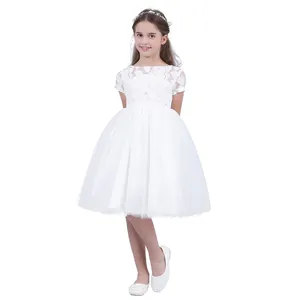 Low Price Flower Girl Lace Dress Princess Wedding Bridesmaid Birthday Ball Gown In White