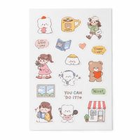 Autocollants décoratifs en vinyle PVC pour journal personnalisé, scrapbook, style coréen mignon, vie quotidienne, Kawaii, papeterie, artisanat, feuille d'autocollants décoratifs