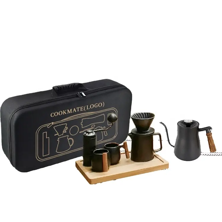 Camping Portable V60 Server, Mühle, Wasserkocher in Lebensmittel qualität, Waage All-in-One-Hand-Filterkaffee maschine