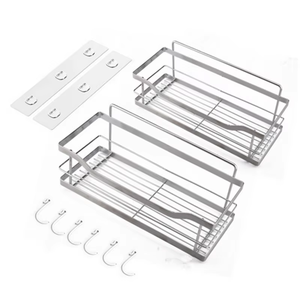 Mensole Angolari da Doccia in Acciaio Inox, Mensole da <span class=keywords><strong>Bagno</strong></span> Galleggianti Adesive Ecologiche <span class=keywords><strong>Salvaspazio</strong></span> a Doppio Livello Senza Foratura - Product Image 5