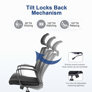 Silla de <span class=keywords><strong>Oficina</strong></span> Ejecutiva Giratoria Profesional Minimalista para <span class=keywords><strong>Oficina</strong></span> en Casa con <span class=keywords><strong>Material</strong></span> de Malla y PU y Altura Ajustable - Product Image 3