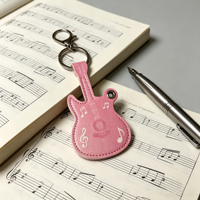 Porte-clés étui pour plectres de guitare en cuir PU, dégradé de couleurs, en forme de guitare, avec housse de protection anti-perte pour traceur GPS