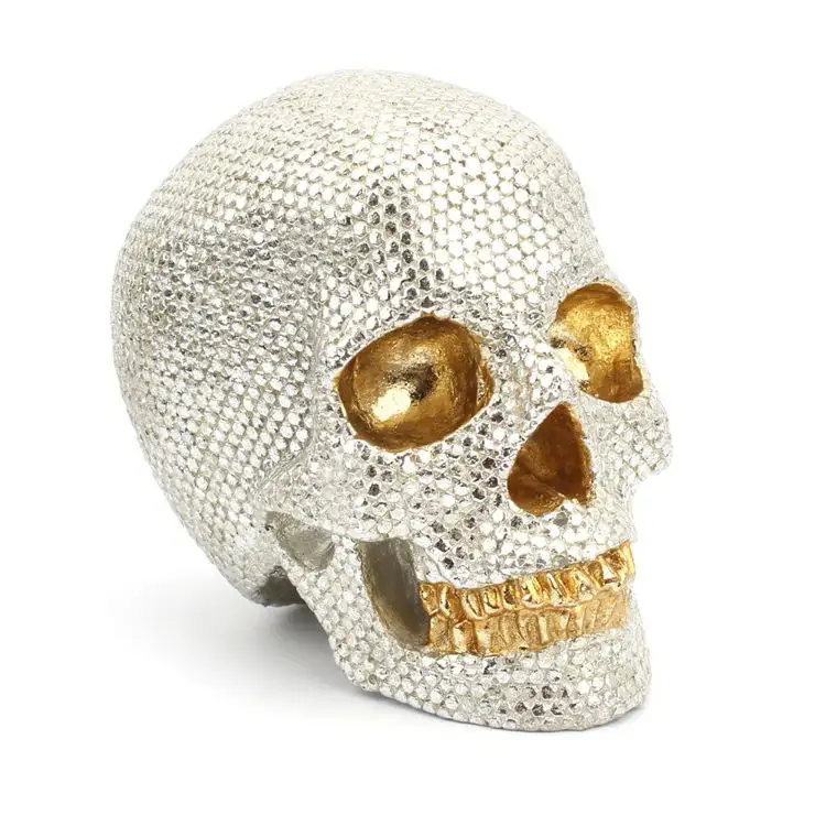 Halloween Trang Trí Nội Thất Nóng Bán Giá Rẻ Nhỏ Funky Nhựa Skull Xe Trang Trí Sliver Sequin Skull Head Halloween Trang Trí Nội Thất