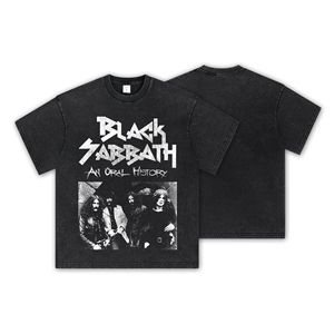 T-shirt in cotone stile americano retrò lavato effetto distressed, gilet con stampa Black <span class=keywords><strong>Sabbath</strong></span>, manica corta, motivo cartone animato digitale - Product Image 1