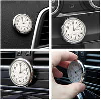 Jam dasbor mobil, dekorasi Interior jam Mini portabel, ornamen jam tangan Analog bercahaya untuk mobil