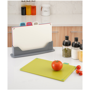 Juego de tabla de cortar de plástico de doble cara de grado alimenticio apto para lavavajillas con soporte de base - Product Image 5