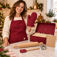 Kit Cadeau Pâtissier Personnalisé avec Logo, Incluant Tablier, Gant de Four, Rouleau à Pâtisserie, Spatule, Emporte-pièces, Carnet de Recettes – Fournisseur de Cadeaux d'Entreprise