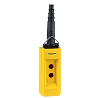 Boîtier de commande électrique Xacb025 avec bouton poussoir, bouton noir, boîtier en polyester renforcé de fibre de verre, 2 trous, avec lettrage