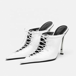 Sandalias de Tacón Alto Extremo para Mujer, con Cordones, Punta en Pico, Estilo Stiletto, para Vestir de Verano - Product Image 4