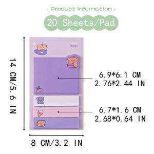 4 Styles 80 Sheets/Pad, Cute Notebook for Girls, Kawaii <b>Sticky</b> <b>Notes</b> Booklet, Students Read Marked Stationery - Product Image 6