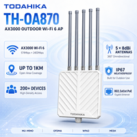 Punto de Acceso WiFi 6 para Exteriores TODAHIKA TH-AX3000, Repetidor Inalámbrico de Doble Banda AX3000 con PoE, 5 Antenas Omnidireccionales Externas de 8dBi, 1 Año de Garantía