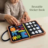 Livre d'activités sensorielles Montessori personnalisable et réutilisable en feutre pour bébés, livre d'éveil silencieux avec autocollants magiques, jouets éducatifs