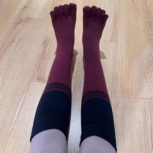 Chaussettes Lolita hautes pour femmes Jk, 5 orteils, mignonnes, noires et blanches, longues, fines, respirantes, couleur unie, bas pour jeunes - Product Image 4