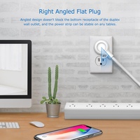 Multiprise intelligente Vastfafa 15A 125V avec 6 prises CA, norme américaine ETL, 2 ports USB et interrupteur, protection contre les surtensions avec prise
