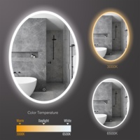 Miroir de douche à led ovale anti-buée moderne d'usine Miroir intelligent mural avec capteur tactile pour chambre à coucher