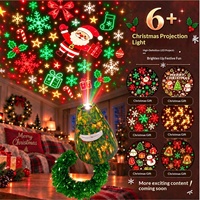 Proyektor LED Natal HD 6 Pola Peredupan Tanpa Tingkat Rotasi 360 Derajat Lampu Malam Dekoratif Suasana USB-Powered Grosir