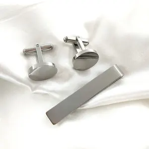 Fermacravatte di alta qualità Logo personalizzato in acciaio inossidabile argento gemelli vuoti cravatta Tlips