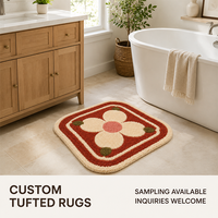 Tapis de bain tufté antidérapant de luxe en polyester doux et absorbant pour la décoration moderne des sols de la maison, tapis de bain lavable