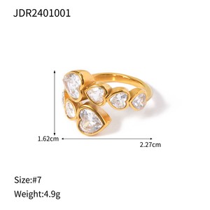 แหวนเปิดวงเรขาคณิตประดับเพชรซิคอนคุณภาพสูงขายส่ง สแตนเลสเคลือบ PVD 18k แบบปรับได้ แหวนแฟชั่นใหม่ - Product Image 6