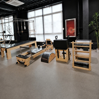 Appareil de Pilates Reformer Professionnel en Bois Réglable pour l'Alignement Corporel Complet, Entraînement de Yoga et d'Équilibre, Lit-Chaise pour Entraînement à Domicile