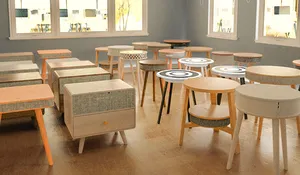 Homemore mobili da soggiorno piccolo caricatore Wireless rotondo in legno altoparlante tavolino intelligente tavolino con altoparlante