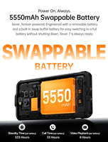 Smartphone RugOne Xever 7 avec batterie interchangeable 5G, 12 Go de RAM, 512 Go de stockage, NFC, Android 16, caméra sous-marine, téléphone robuste