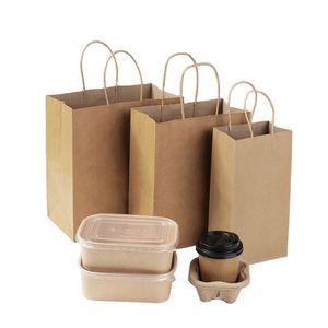 Bolsa de Papel Kraft Reciclable Ecológica con Impresión de Logotipo Personalizado, Asa de Mano con Impresión Flexográfica para Envasado de Pizza, Ensaladas y Alimentos - Product Image 2