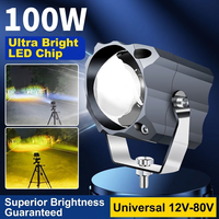 Projecteur LED 100W bicolore blanc-jaune, une lampe à double usage, longue portée, étanche, lampe de conduite tout-terrain avec support pour camion