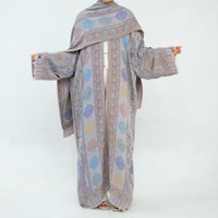 Ensemble 2 pièces grande taille : Cardigan jacquard et hijab pour femme, motif cachemire floral, orné de strass, abaya ouverte tissée, foulard élégant et modeste