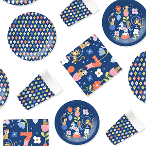 Juego de Vajilla Infantil DAMAI con Temática de Circo, Platos, Vasos y Servilletas de Papel para Fiestas de Cumpleaños Infantiles - Product Image 2