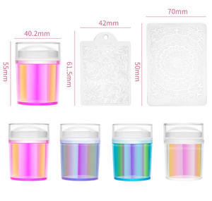 Kit de 3 tampons en silicone colorés pour ongles, impression française, plaque d'estampage pour vernis à ongles. - Product Image 2