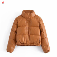 Vestes bomber d'hiver pour femmes, en coton rembourré, à la mode, couleur unie, réversibles, imperméables, en cuir PU, avec fermeture éclair épaisse